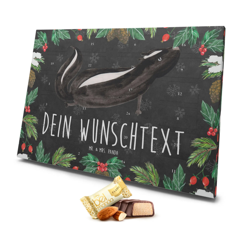 Personalisierter Marzipan Adventskalender Stinktier Yoga Personalisierter Marzipan Adventskalender, Stinktier, Skunk, Wildtier, Raubtier, Stinker, Stinki, Yoga, Namaste, Lebe, Liebe, Lache