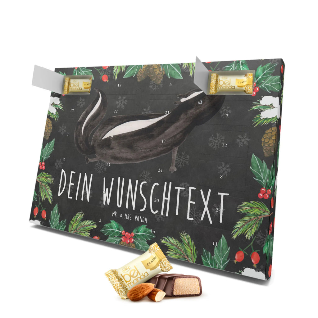 Personalisierter Marzipan Adventskalender Stinktier Yoga Personalisierter Marzipan Adventskalender, Stinktier, Skunk, Wildtier, Raubtier, Stinker, Stinki, Yoga, Namaste, Lebe, Liebe, Lache