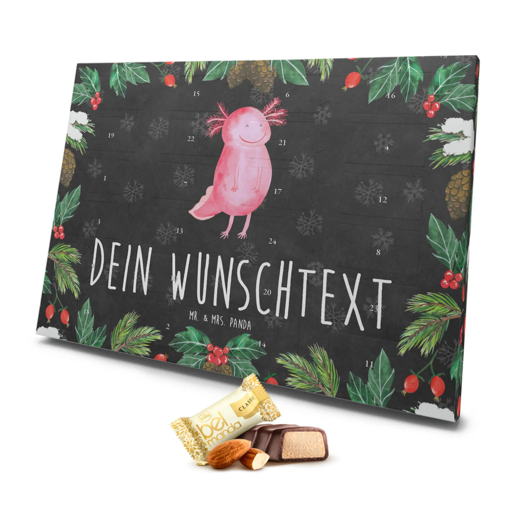 Personalisierter Marzipan Adventskalender Axolotl Glücklich Personalisierter Marzipan Adventskalender, Axolotl, Molch, Axolot, Schwanzlurch, Lurch, Lurche, Motivation, gute Laune