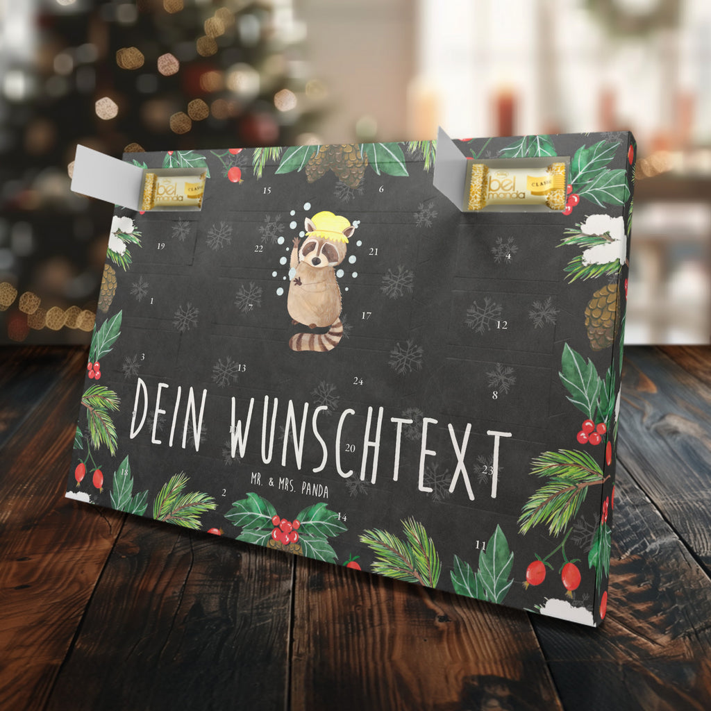 Personalisierter Marzipan Adventskalender Waschbär Personalisierter Marzipan Adventskalender, Tiermotive, Gute Laune, lustige Sprüche, Tiere, Waschbär, Tagträumen, Plan, Fröhlich, waschen, Seifenblasen