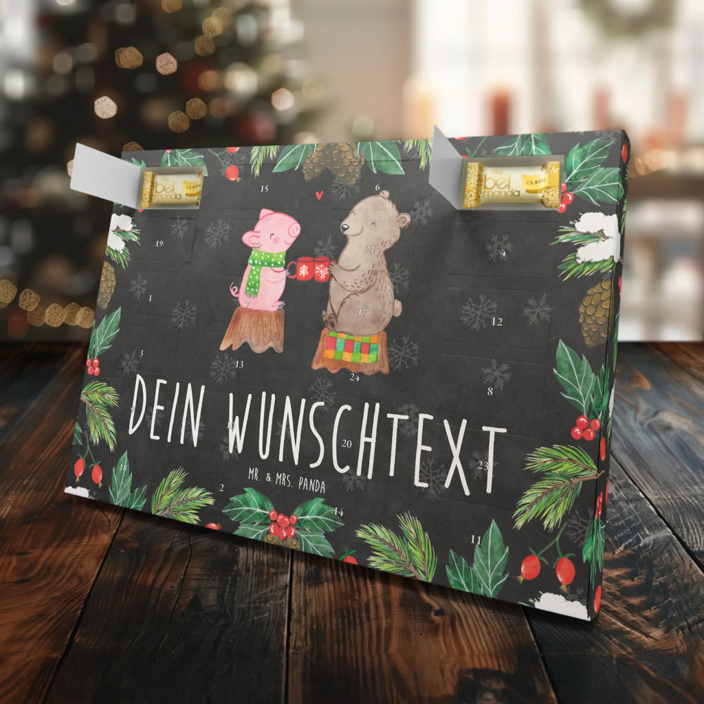 Personalisierter Marzipan Adventskalender Glühschwein Sause Personalisierter Marzipan Adventskalender, Winter, Weihnachten, Weihnachtsdeko, Nikolaus, Advent, Heiligabend, Wintermotiv, Prost, Alles Gute, Weihnachtszeit, Schwein, Bär