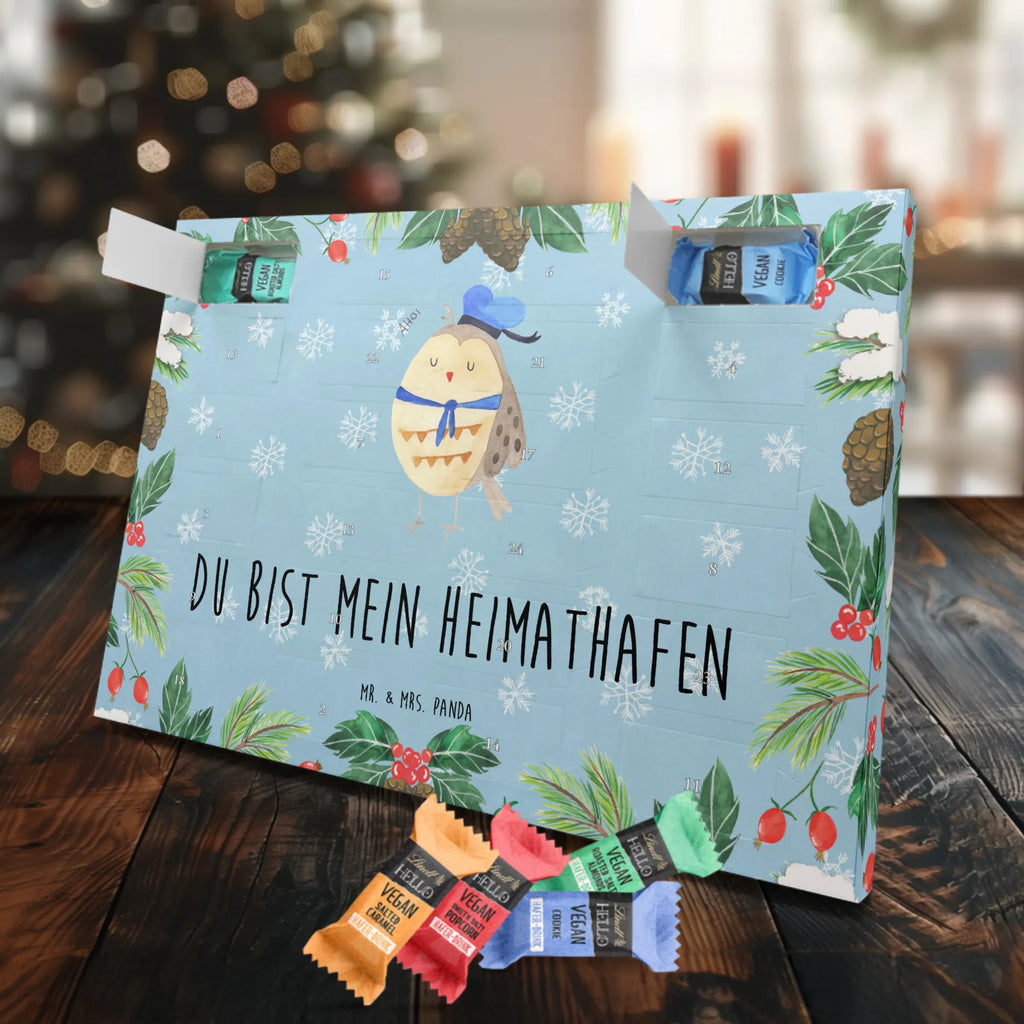 Veganer Adventskalender Eule Matrose Schokoladen Adventskalender, Eule, Eule Spruch, Eule Deko, Owl, Wortspiel lustig, Matrose, Freundin, Ehe, Seefahrer, Heimathafen, Hochzeitstag Geschenk