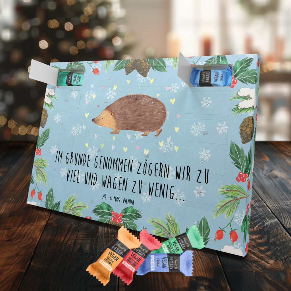 Veganer Adventskalender Igel Herzen Schokoladen Adventskalender, Tiermotive, Gute Laune, lustige Sprüche, Tiere, Liebe, Herz, Herzen, Igel, Vertrauen, Kuss, Leben