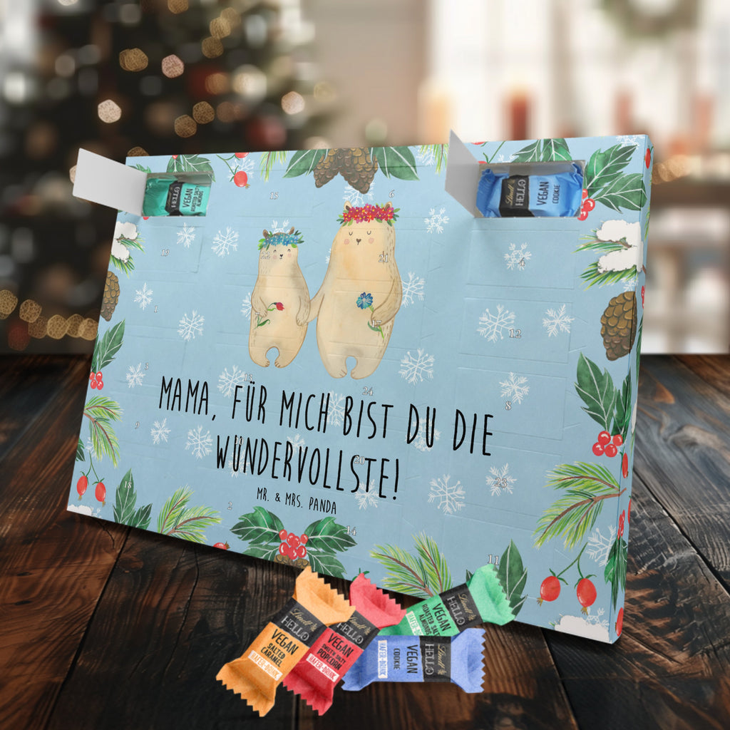 Veganer Adventskalender Bären mit Blumenkranz Schokoladen Adventskalender, Familie, Vatertag, Muttertag, Bruder, Schwester, Mama, Papa, Oma, Opa, Bär, Bären, Mutter, Mutti, Mami, Lieblingsmensch, Lieblingsmama, beste Mutter, weltbeste Mama, Geschenk Mama. Muttertag, Tochter, Kind, Kinder, Töchter, Family, Vorbild