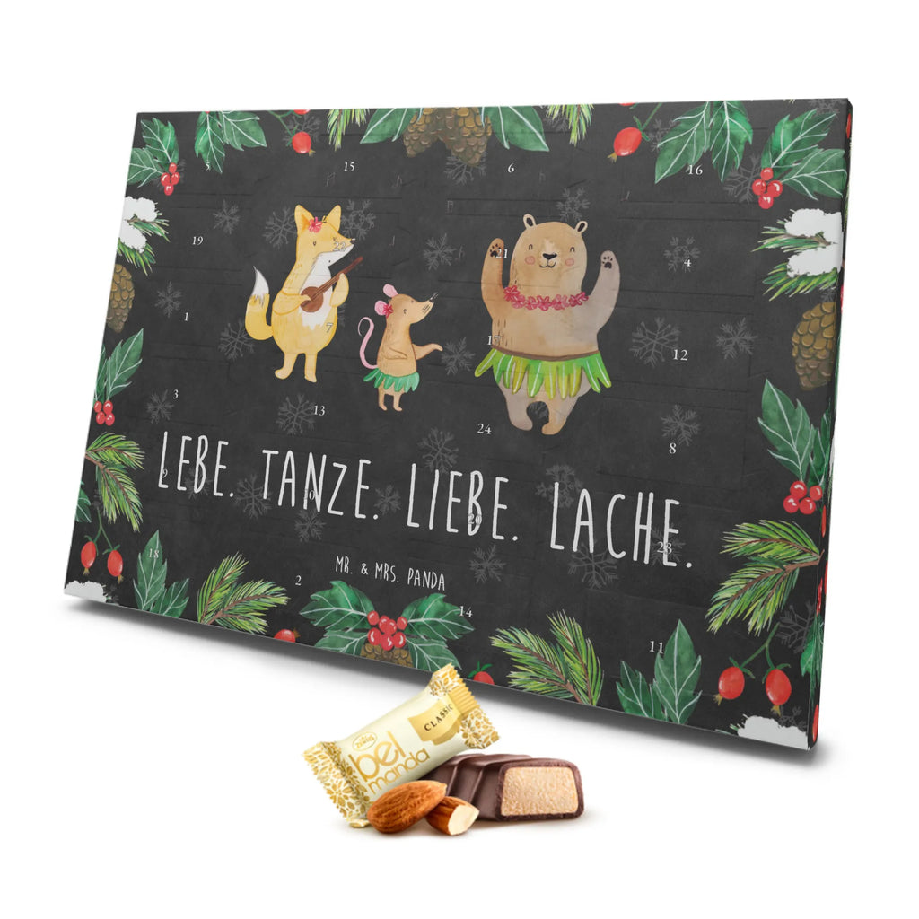 Marzipan Adventskalender Waldtiere Aloha Marzipan Adventskalender, Tiermotive, Gute Laune, lustige Sprüche, Tiere, Wald, Waldtiere, Musik, Aloha, Bär, Hase, Igel, Tanzen, Leben, Lachen