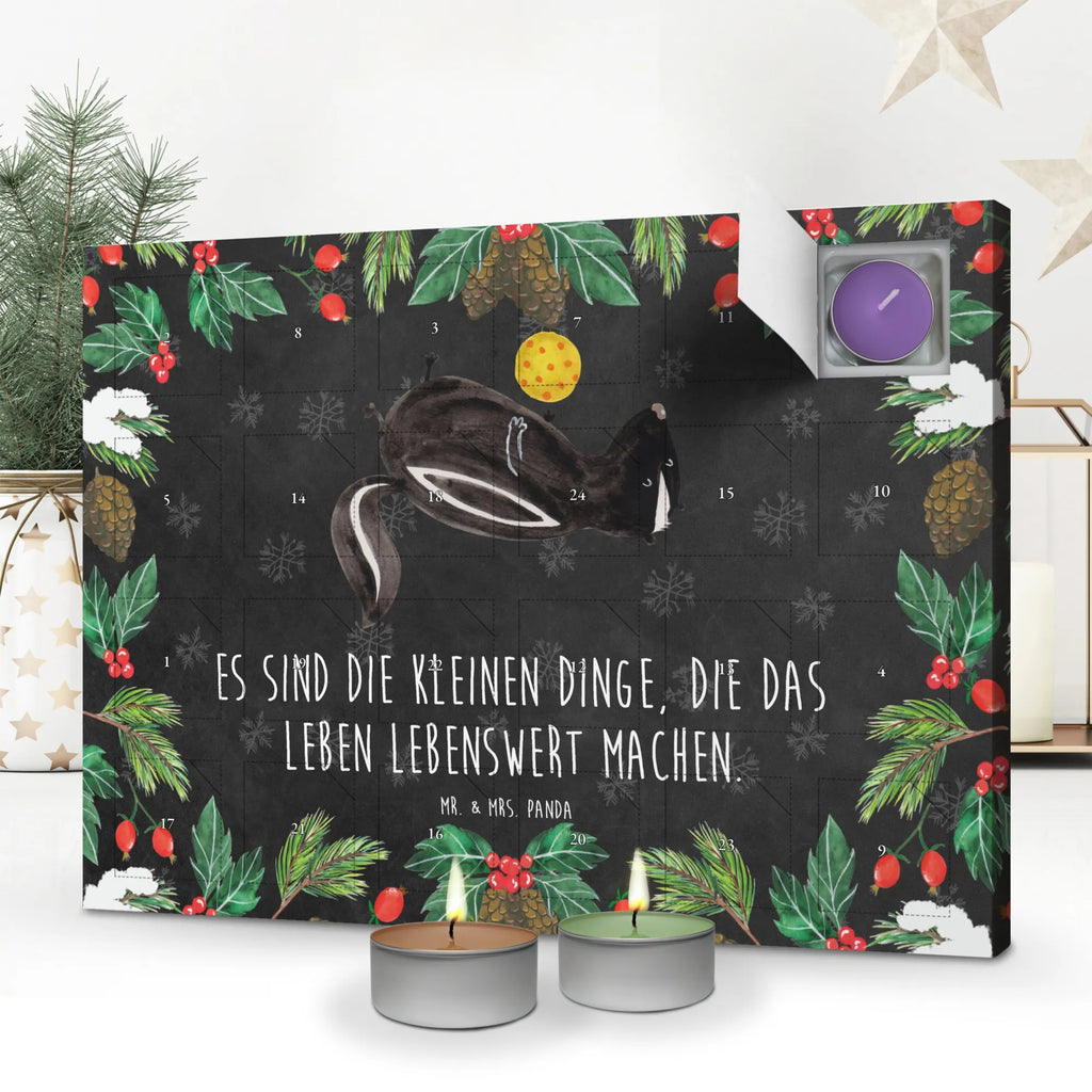 Duftkerzen Adventskalender Stinktier Ball Adventskalender, Kerzen Adventskalender, Duftkerzen Adventskalender, Stinktier, Skunk, Wildtier, Raubtier, Stinker, Stinki, verspielt, Weisheit