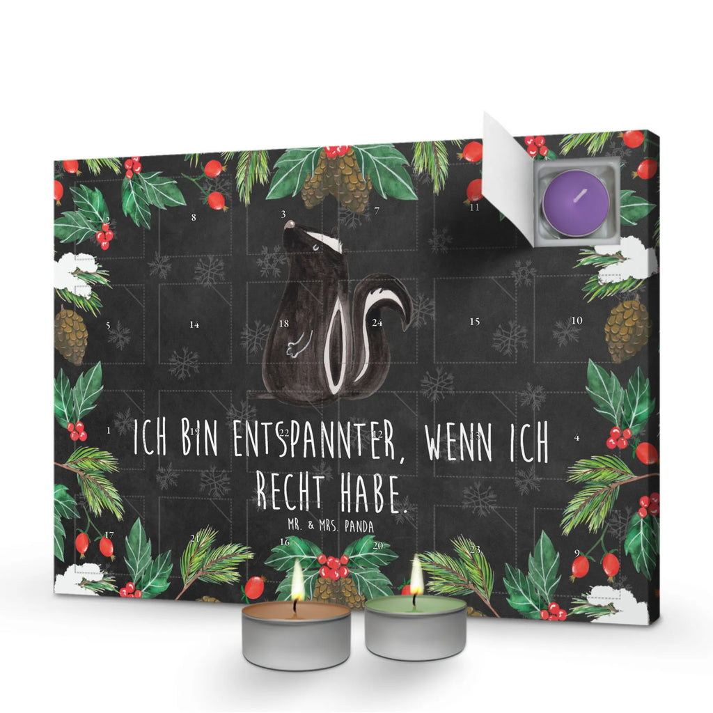 Duftkerzen Adventskalender Stinktier Sitzen Adventskalender, Kerzen Adventskalender, Duftkerzen Adventskalender, Stinktier, Skunk, Wildtier, Raubtier, Stinker, Stinki, Spruch, Büro, Recht, Besserwisser