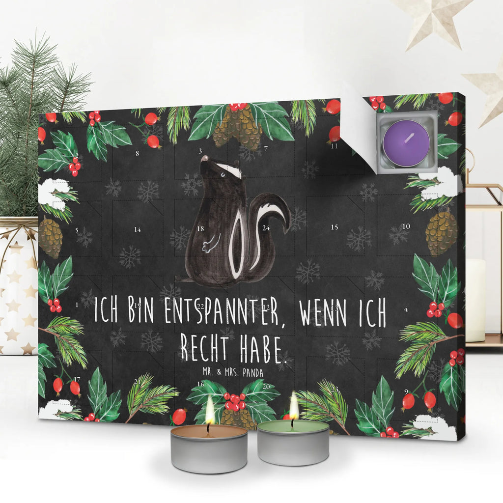 Duftkerzen Adventskalender Stinktier Sitzen Adventskalender, Kerzen Adventskalender, Duftkerzen Adventskalender, Stinktier, Skunk, Wildtier, Raubtier, Stinker, Stinki, Spruch, Büro, Recht, Besserwisser