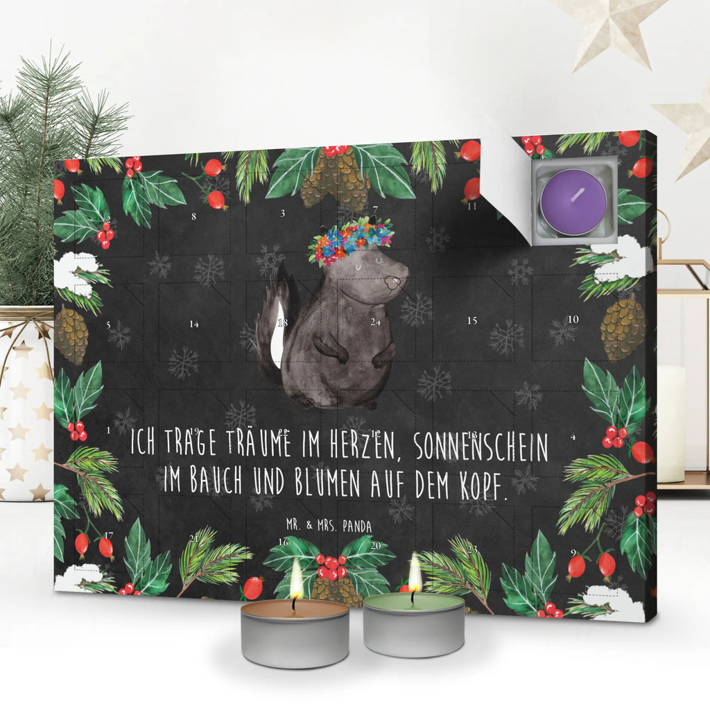 Duftkerzen Adventskalender Stinktier Mädchen Adventskalender, Kerzen Adventskalender, Duftkerzen Adventskalender, Stinktier, Skunk, Wildtier, Raubtier, Stinker, Stinki, Yoga, Namaste, Lebe, Liebe, Lache