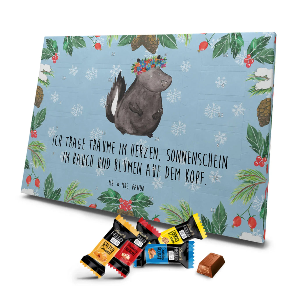 Markenschokolade Adventskalender Stinktier Mädchen Adventskalender, Weihnachtskalender, Markenschokolade Adventskalender, Stinktier, Skunk, Wildtier, Raubtier, Stinker, Stinki, Yoga, Namaste, Lebe, Liebe, Lache