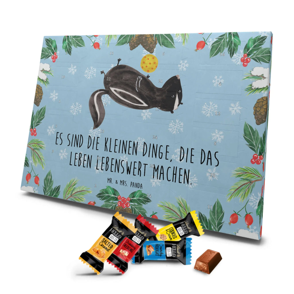 Markenschokolade Adventskalender Stinktier Ball Adventskalender, Weihnachtskalender, Markenschokolade Adventskalender, Stinktier, Skunk, Wildtier, Raubtier, Stinker, Stinki, verspielt, Weisheit