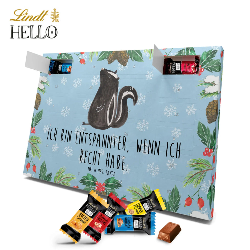 Markenschokolade Adventskalender Stinktier Sitzen Adventskalender, Weihnachtskalender, Markenschokolade Adventskalender, Stinktier, Skunk, Wildtier, Raubtier, Stinker, Stinki, Spruch, Büro, Recht, Besserwisser