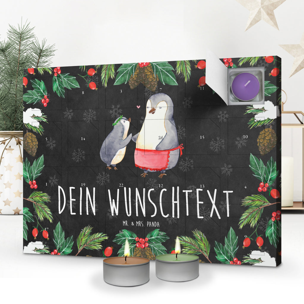 Personalisierter Duftkerzen Adventskalender Pinguin mit Kind Personalisierter Duftkerzen Adventskalender, Familie, Vatertag, Muttertag, Bruder, Schwester, Mama, Papa, Oma, Opa, Geschenk, Mami, Mutti, Mutter, Geburststag