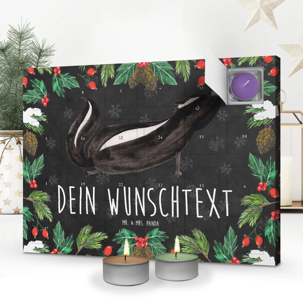 Personalisierter Duftkerzen Adventskalender Stinktier Yoga Personalisierter Duftkerzen Adventskalender, Stinktier, Skunk, Wildtier, Raubtier, Stinker, Stinki, Yoga, Namaste, Lebe, Liebe, Lache