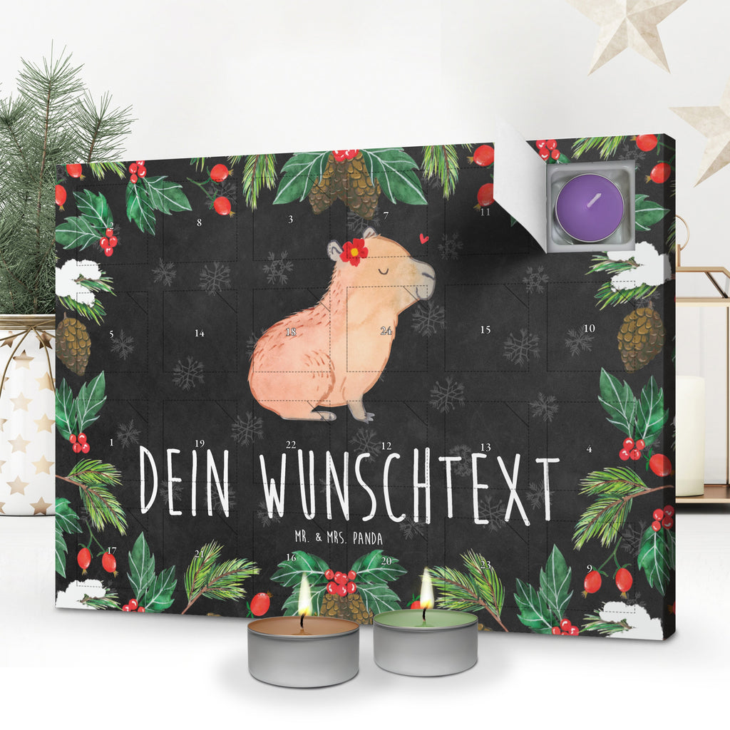 Personalisierter Duftkerzen Adventskalender Capybara Blume Personalisierter Duftkerzen Adventskalender, Tiermotive, Gute Laune, lustige Sprüche, Tiere, Capybara