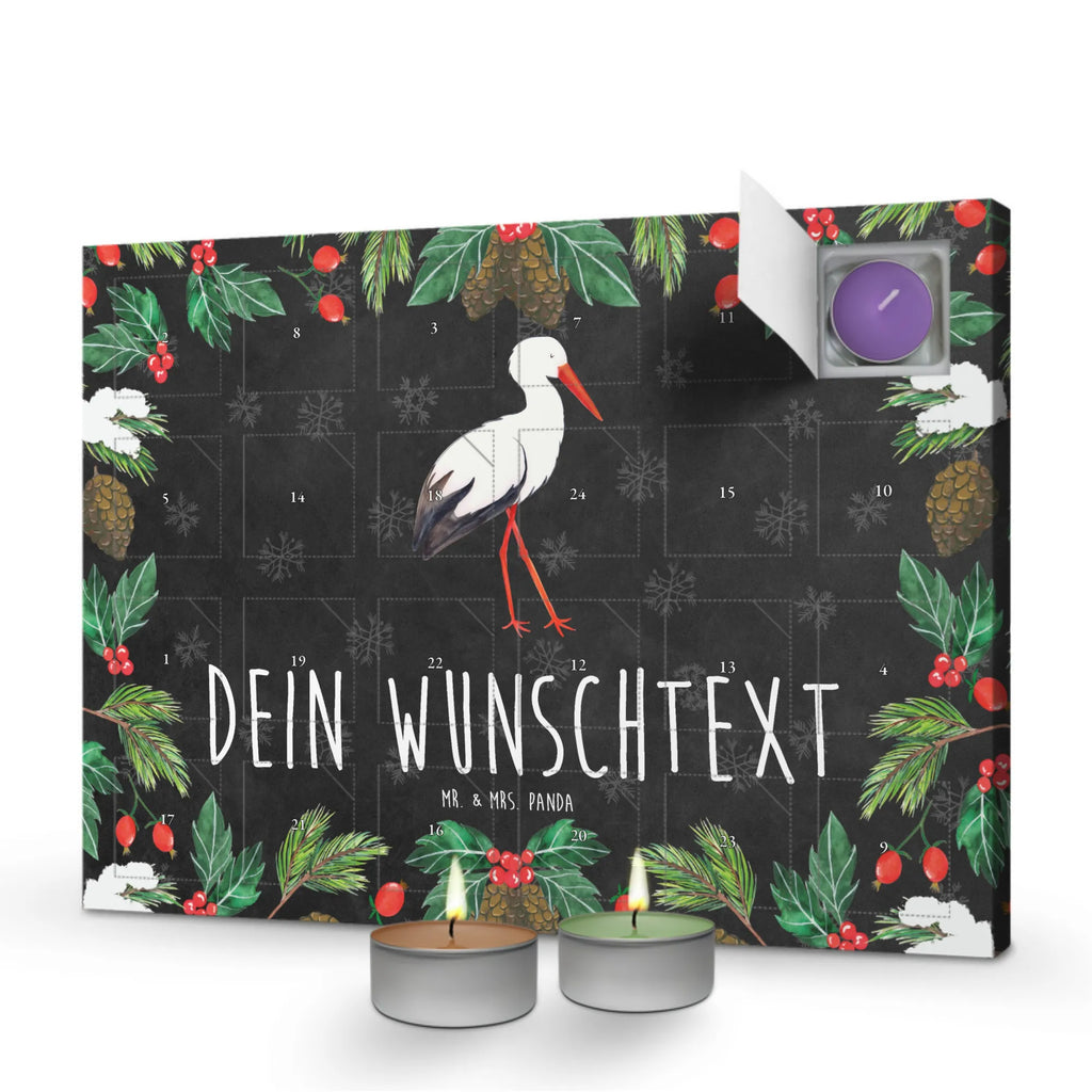 Personalisierter Duftkerzen Adventskalender Storch Personalisierter Duftkerzen Adventskalender, Tiermotive, Gute Laune, lustige Sprüche, Tiere, Storch, Störche, Schwangerschaft, Geburt, Mutter, Mütter, Mutter werden, Schwanger, Babybauch, Baby