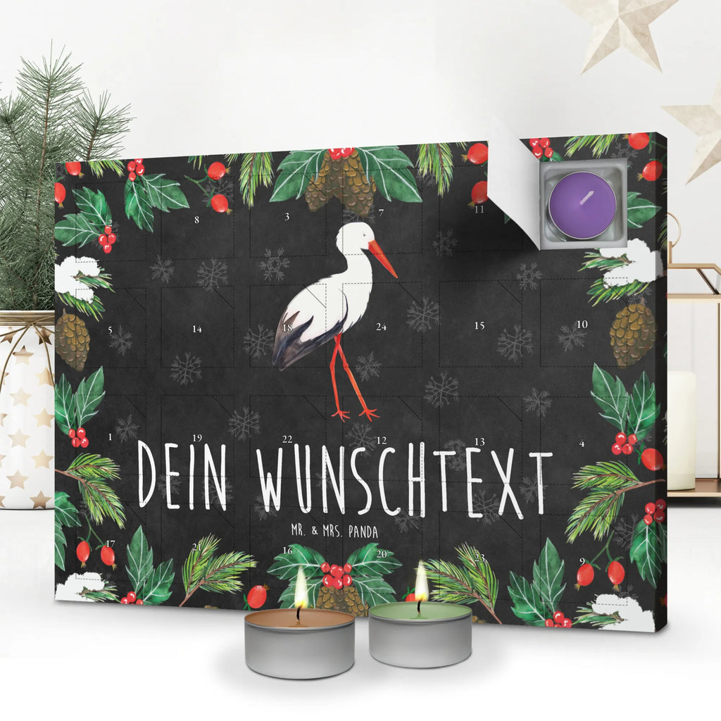 Personalisierter Duftkerzen Adventskalender Storch Personalisierter Duftkerzen Adventskalender, Tiermotive, Gute Laune, lustige Sprüche, Tiere, Storch, Störche, Schwangerschaft, Geburt, Mutter, Mütter, Mutter werden, Schwanger, Babybauch, Baby