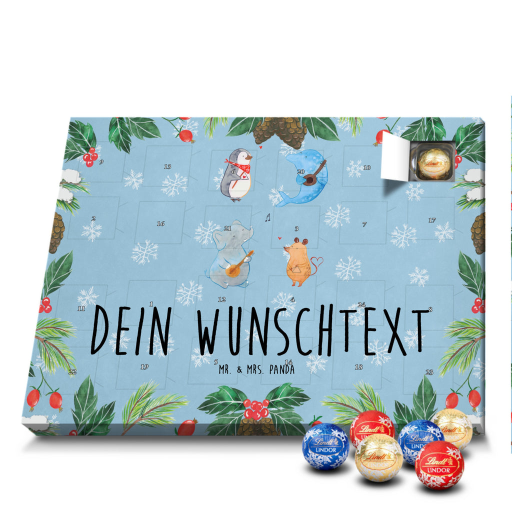 Personalisierter Kugel Markenschokolade Adventskalender Big Band Personalisierter Kugel Markenschokolade Adventskalender, Tiermotive, Gute Laune, lustige Sprüche, Tiere, Hund, Pinguin, Maus, Elefant, Delfin, Gitarre, Band, Triangel, Musikanten, Musik