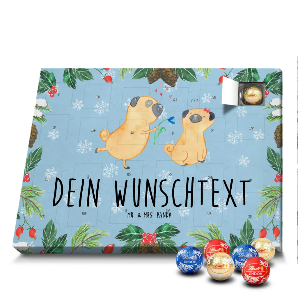 Personalisierter Kugel Markenschokolade Adventskalender Mops Verliebt Personalisierter Kugel Markenschokolade Adventskalender, Hund, Hundemotiv, Haustier, Hunderasse, Tierliebhaber, Hundebesitzer, Sprüche, Mops, Möpse, Hundeliebe, verliebt, Liebe, Liebesspruch. Verlobt, Geschenk Freund, Partner