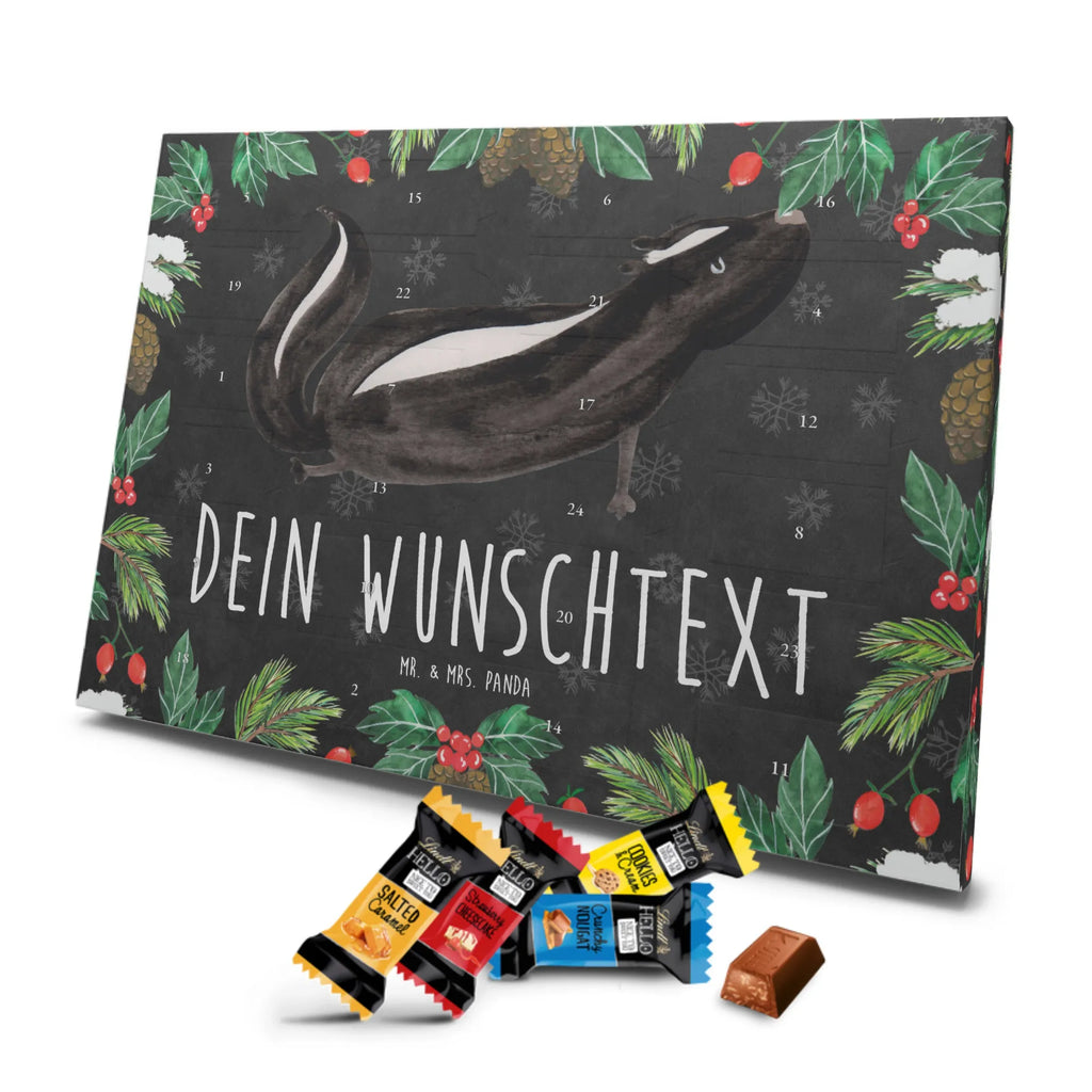 Personalisierter Markenschokolade Adventskalender Stinktier Yoga Personalisierter Adventskalender, Stinktier, Skunk, Wildtier, Raubtier, Stinker, Stinki, Yoga, Namaste, Lebe, Liebe, Lache