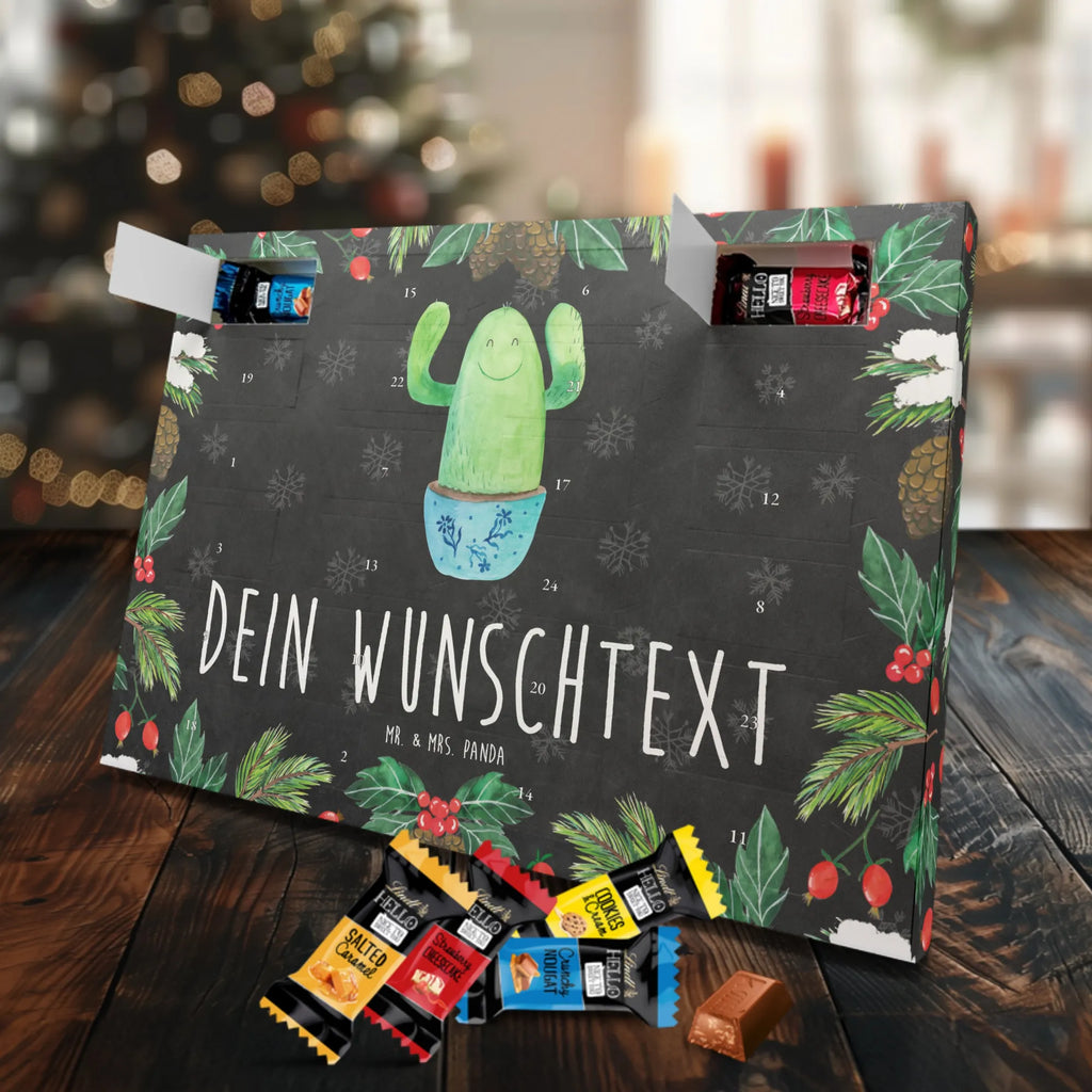 Personalisierter Markenschokolade Adventskalender Kaktus Happy Personalisierter Adventskalender, Kaktus, Kakteen, Motivation, Spruch, lustig, Kindersicherung, Neustart, Büro, Büroalltag, Kollege, Kollegin, Freundin, Mutter, Familie, Ausbildung