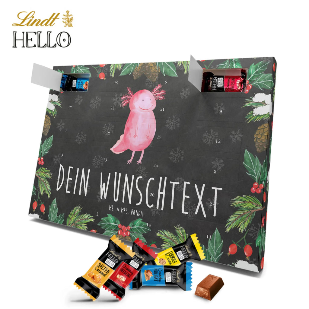 Personalisierter Markenschokolade Adventskalender Axolotl Glücklich Personalisierter Adventskalender, Axolotl, Molch, Axolot, Schwanzlurch, Lurch, Lurche, Motivation, gute Laune