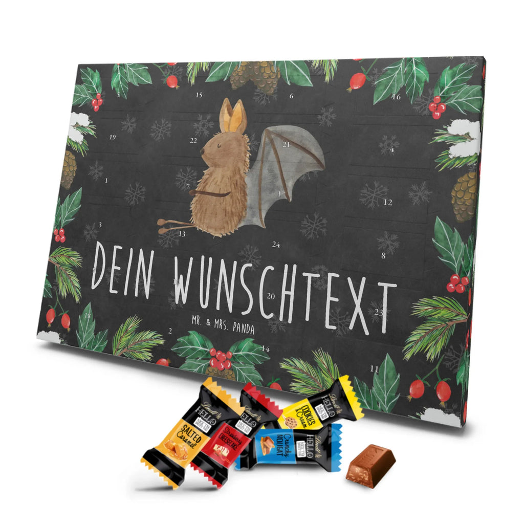 Personalisierter Markenschokolade Adventskalender Fledermaus Sitzen Personalisierter Adventskalender, Tiermotive, Gute Laune, lustige Sprüche, Tiere, Fledermaus, Fledermäuse, Motivation, entspannen