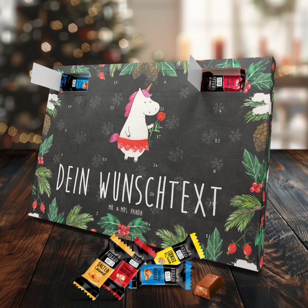 Personalisierter Markenschokolade Adventskalender Einhorn Dame Personalisierter Adventskalender, Einhorn, Einhörner, Einhorn Deko, Pegasus, Unicorn, Dame, Lady, feine Dame, Freundin, Frau, Bachelor, Bachelorette, Abfuhr, Schluss machen, Trennung