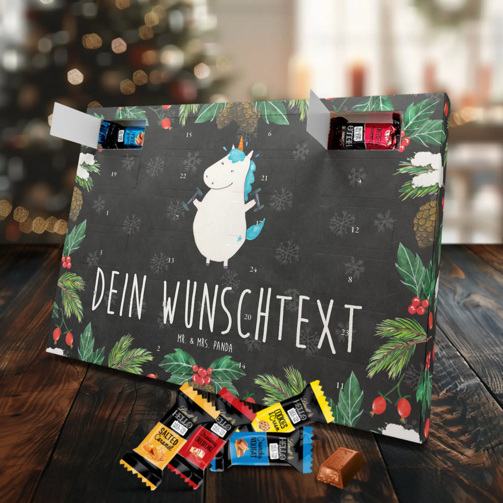 Personalisierter Markenschokolade Adventskalender Einhorn Fitness Personalisierter Adventskalender, Einhorn, Einhörner, Einhorn Deko, Pegasus, Unicorn, Gym, Fitness, Fitnessstudio, Diät, Abnehmen, Sport, Pumpen, Geräte, Sixpack