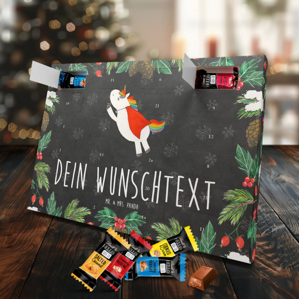 Personalisierter Markenschokolade Adventskalender Einhorn Super Personalisierter Adventskalender, Einhorn, Einhörner, Einhorn Deko, Pegasus, Unicorn, Traummann, Superheld, Held, Freundin, Geschenk, Girl, Mädchen