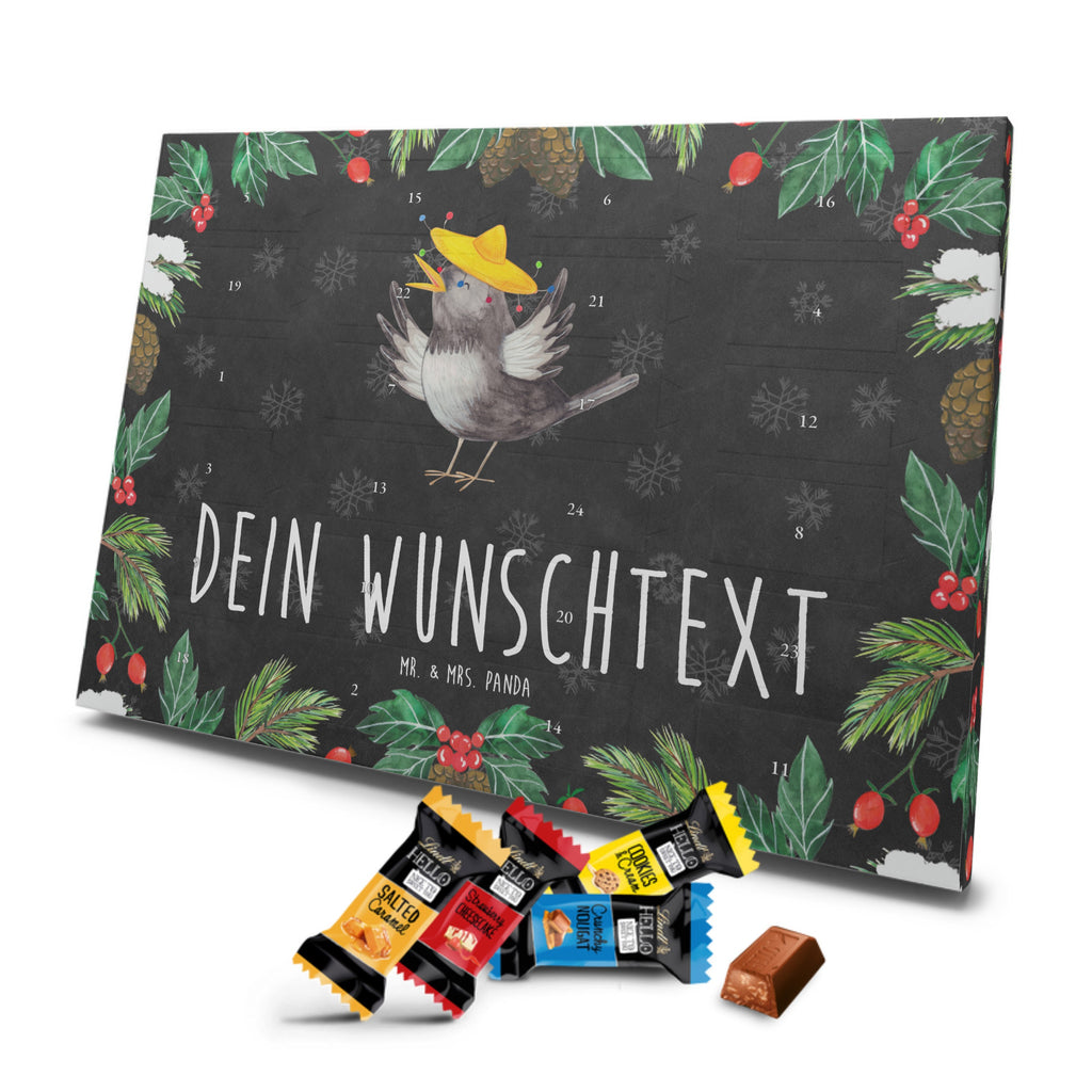 Personalisierter Markenschokolade Adventskalender Rabe Sombrero Personalisierter Adventskalender, Tiermotive, Gute Laune, lustige Sprüche, Tiere, Rabe, Vogel, Vögel, Spruch positiv, fröhlich sein, glücklich sein, Glück Spruch, froh, Elster, Motivation