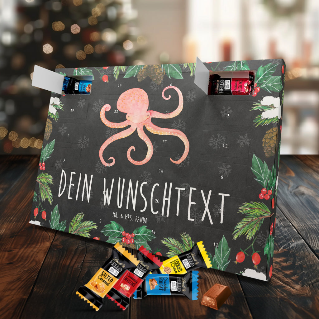 Personalisierter Markenschokolade Adventskalender Tintenfisch Personalisierter Adventskalender, Tiermotive, Gute Laune, lustige Sprüche, Tiere, Meer, Meerestier, Krake, Tintenfisch, Arme, Wasser, Ozean