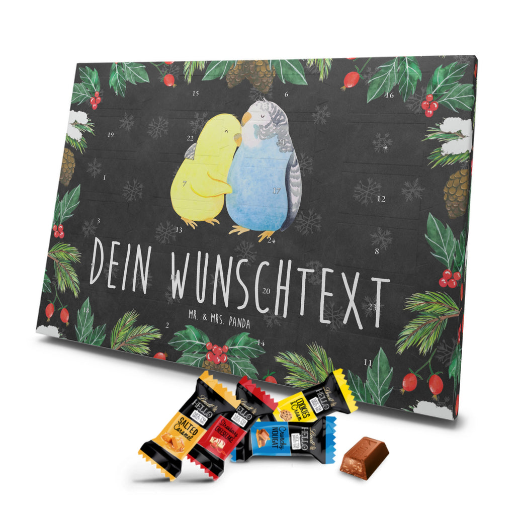 Personalisierter Markenschokolade Adventskalender Wellensittich Liebe Personalisierter Adventskalender, Liebe, Partner, Freund, Freundin, Ehemann, Ehefrau, Heiraten, Verlobung, Heiratsantrag, Liebesgeschenk, Jahrestag, Hocheitstag, Vögel, Wellensittich, Nähe, Kuscheln, Vertrauen