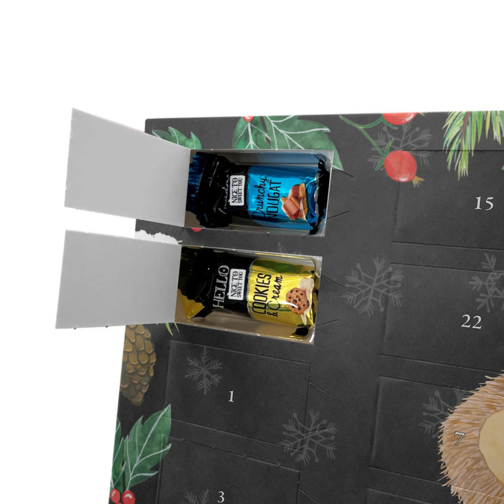 Personalisierter Markenschokolade Adventskalender Igel Beten Personalisierter Adventskalender, Tiermotive, Gute Laune, lustige Sprüche, Tiere, Igel, Igel mit Hut, Sonnenhut, Gott, Amen, beten, Leben, Dankbarkeit, Dankbar sein, dankbar, genießen