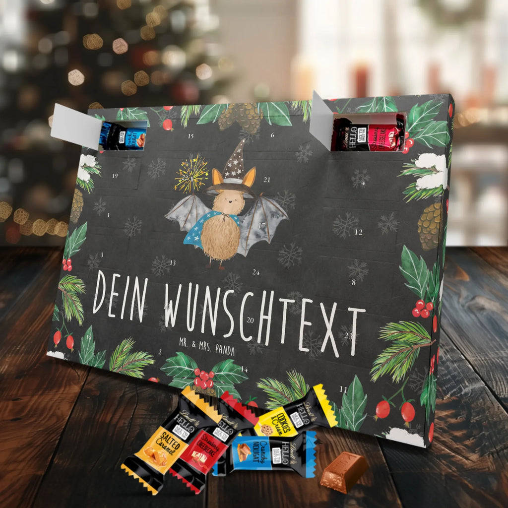 Personalisierter Markenschokolade Adventskalender Fledermaus Zauberer Personalisierter Adventskalender, Tiermotive, Gute Laune, lustige Sprüche, Tiere, Fledermaus, Fledermäuse, Zauberer, Magier, Frauen, reinsteigern