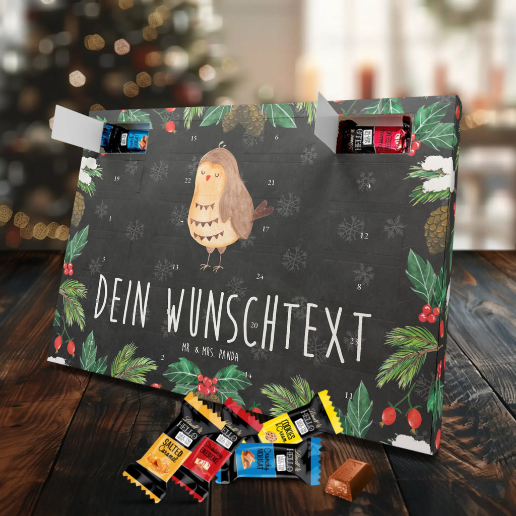 Personalisierter Markenschokolade Adventskalender Eule Zufrieden Personalisierter Adventskalender, Eule, Eule Spruch, Eule deko, Owl, Liebe Spruch, Romantisch, Wortspiel lustig, Spruch schön, Geschenk Hochzeitstag