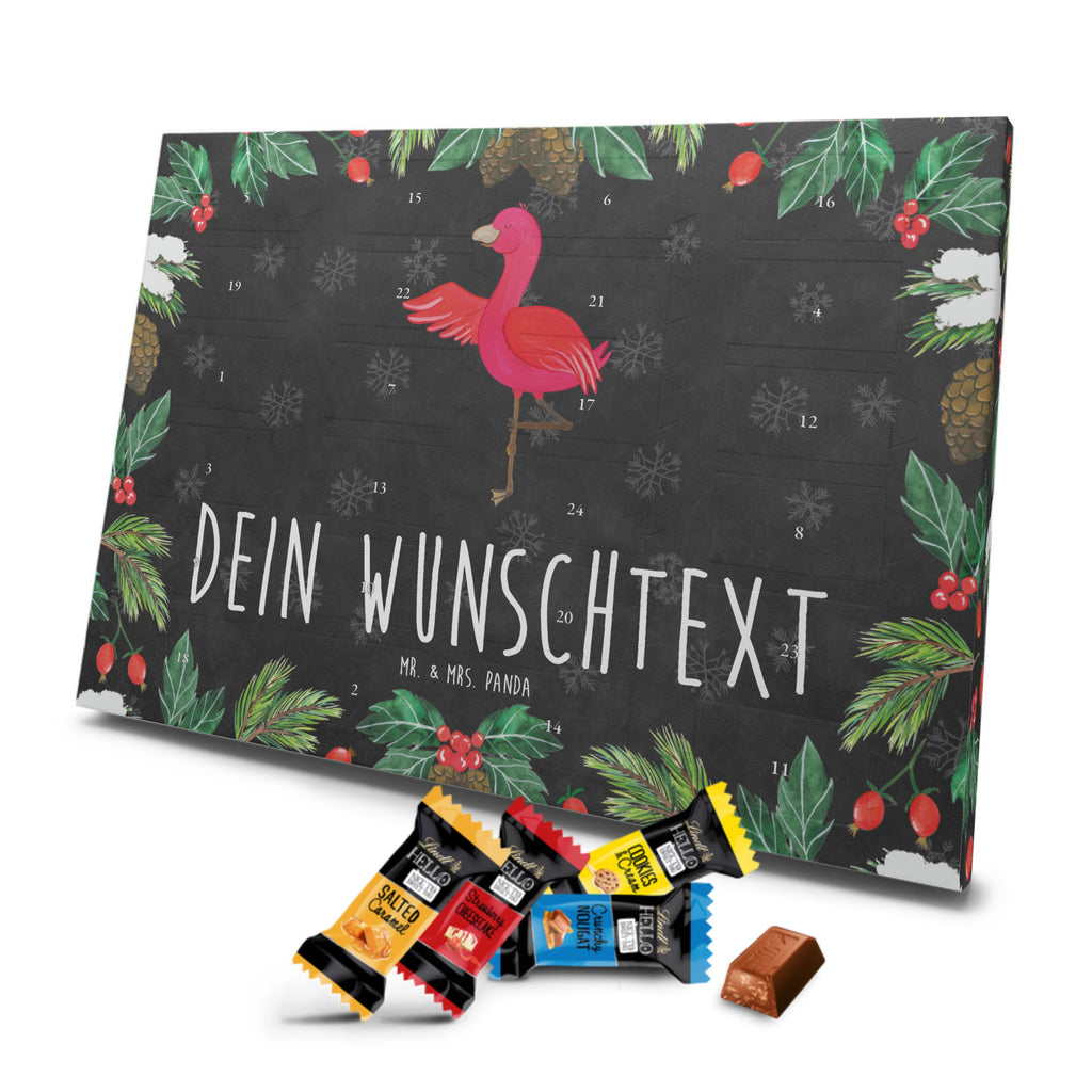 Personalisierter Markenschokolade Adventskalender Flamingo Yoga Personalisierter Adventskalender, Flamingo, Vogel, Yoga, Namaste, Achtsamkeit, Yoga-Übung, Entspannung, Ärger, Aufregen, Tiefenentspannung