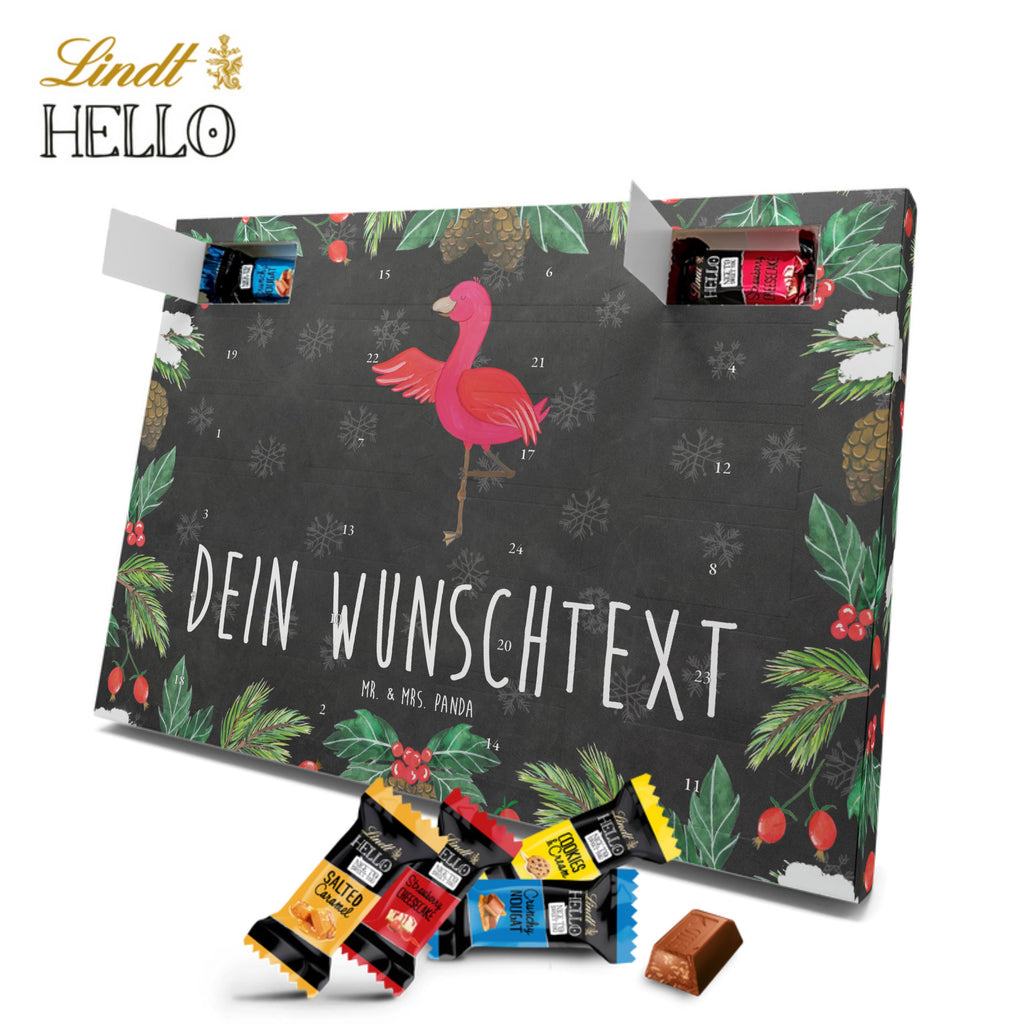 Personalisierter Markenschokolade Adventskalender Flamingo Yoga Personalisierter Adventskalender, Flamingo, Vogel, Yoga, Namaste, Achtsamkeit, Yoga-Übung, Entspannung, Ärger, Aufregen, Tiefenentspannung