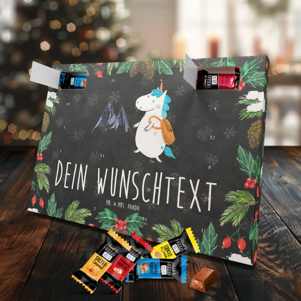 Personalisierter Markenschokolade Adventskalender Einhorn Bergsteiger Personalisierter Adventskalender, Einhorn, Einhörner, Einhorn Deko, Pegasus, Unicorn, Bergsteiger, Abenteuer, Berge, Abenteurer, Weltenbummler, Weltreise, Reisen, Urlaub, Entdecker