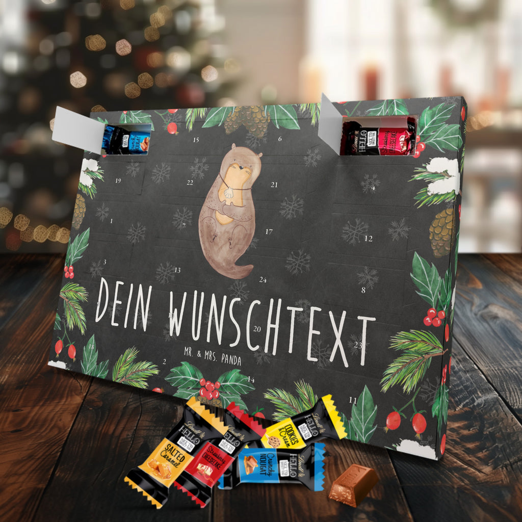 Personalisierter Markenschokolade Adventskalender Otter Muschel Personalisierter Adventskalender, Otter, Fischotter, Seeotter, Otterliebe, grübeln, träumen, Motivation, Tagträumen, Büro