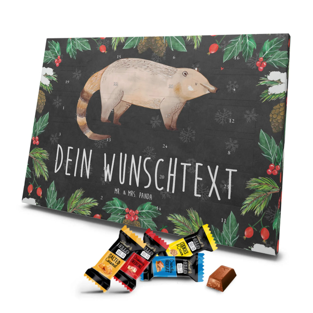 Personalisierter Markenschokolade Adventskalender Nasenbär Personalisierter Adventskalender, Tiermotive, Gute Laune, lustige Sprüche, Tiere, Nasenbär, Nasenbären, Rüsselbär, Bär