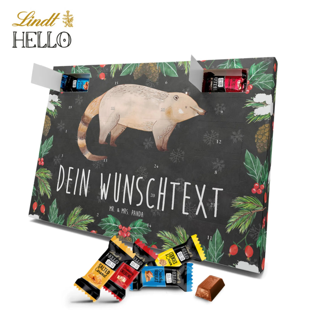 Personalisierter Markenschokolade Adventskalender Nasenbär Personalisierter Adventskalender, Tiermotive, Gute Laune, lustige Sprüche, Tiere, Nasenbär, Nasenbären, Rüsselbär, Bär