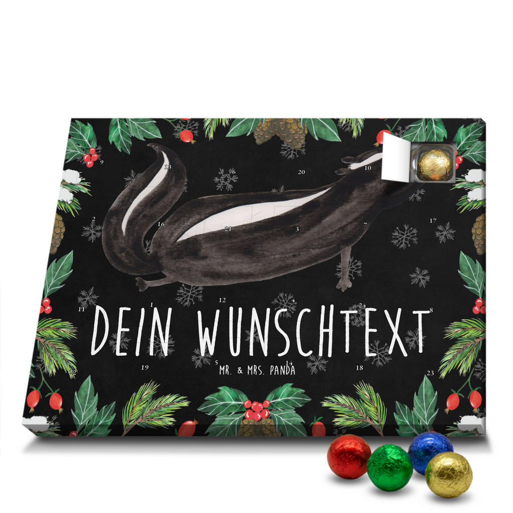 Personalisierter Schoko Adventskalender Stinktier Yoga Personalisierter Adventskalender, Adventskalender mit Namen, Stinktier, Skunk, Wildtier, Raubtier, Stinker, Stinki, Yoga, Namaste, Lebe, Liebe, Lache