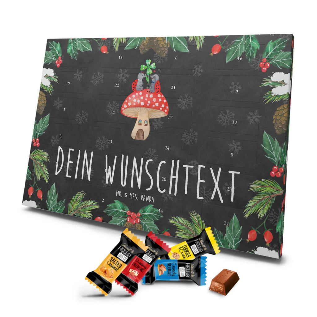 Personalisierter Markenschokolade Adventskalender Marienkäfer Fliegenpilz Personalisierter Adventskalender, Tiermotive, Gute Laune, lustige Sprüche, Tiere, Haus, Wohnung, zuhause, Fliegenpilz, Marienkäfer, Fleigenpilzhaus