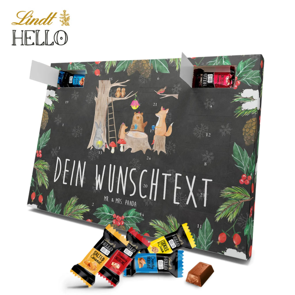 Personalisierter Markenschokolade Adventskalender Waldtiere Picknick Personalisierter Adventskalender, Tiermotive, Gute Laune, lustige Sprüche, Tiere, Waldtiere, Picknick, Wald, Fuchs, Hase, Igel, Maus, Eichhörnchen