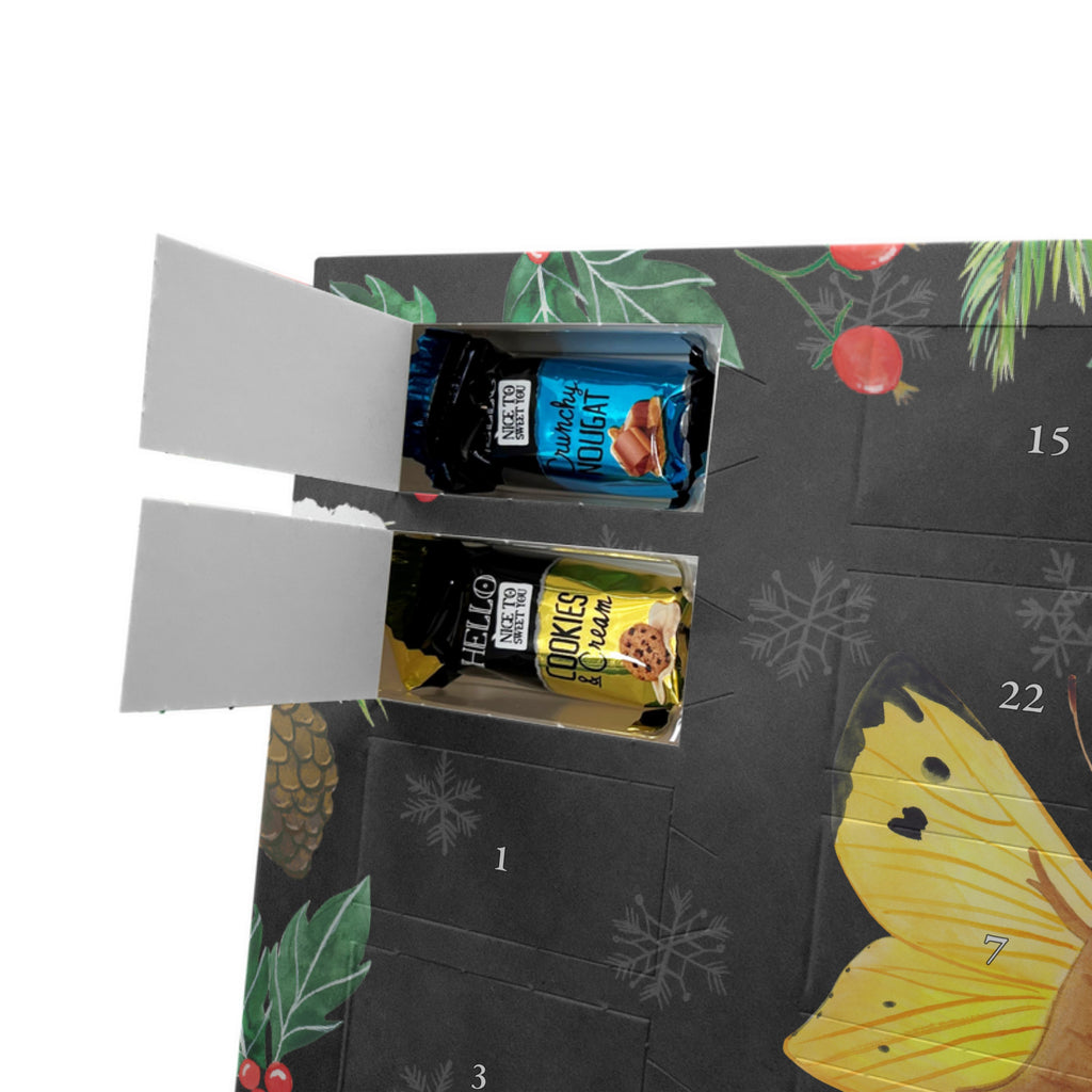 Personalisierter Markenschokolade Adventskalender Raupe Schmetterling Personalisierter Adventskalender, Tiermotive, Gute Laune, lustige Sprüche, Tiere, Raupe, Schmetterling, Zitronenfalter, Entwicklung, Erwachsen werden, Kokon, Hut, Hütchen, Schönheit, Aufwachsen