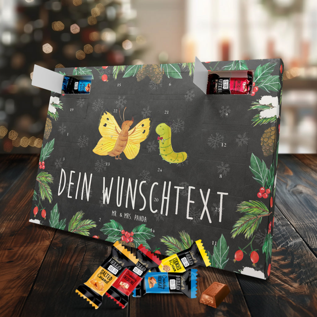 Personalisierter Markenschokolade Adventskalender Raupe Schmetterling Personalisierter Adventskalender, Tiermotive, Gute Laune, lustige Sprüche, Tiere, Raupe, Schmetterling, Zitronenfalter, Entwicklung, Erwachsen werden, Kokon, Hut, Hütchen, Schönheit, Aufwachsen