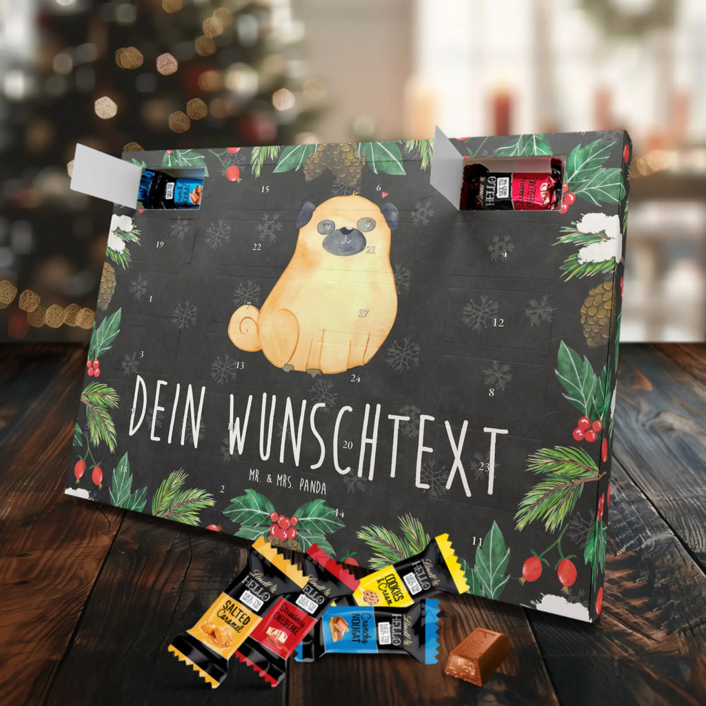 Personalisierter Markenschokolade Adventskalender Mops Personalisierter Adventskalender, Hund, Hundemotiv, Haustier, Hunderasse, Tierliebhaber, Hundebesitzer, Sprüche, Mops, Liebe, Hundeliebe