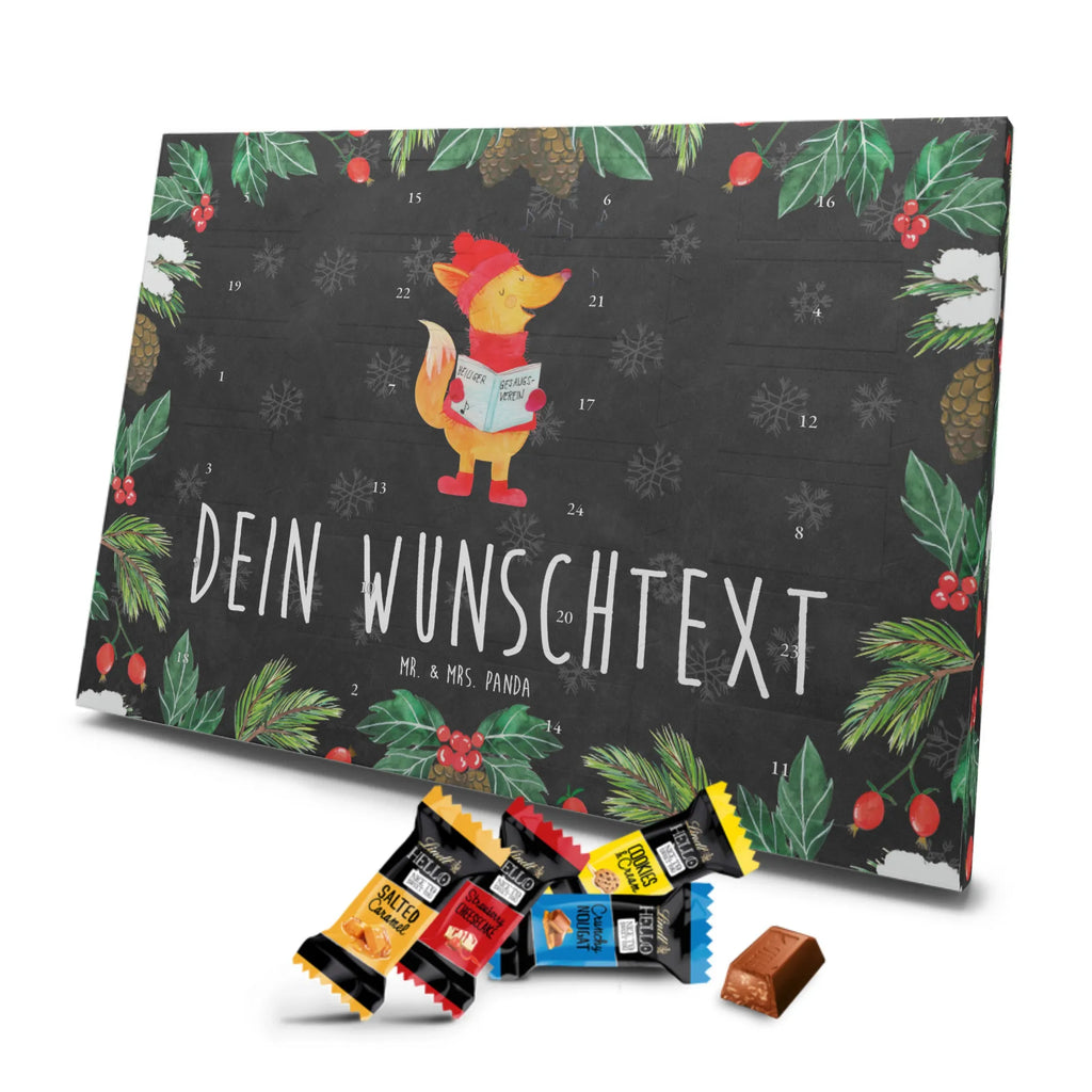 Personalisierter Markenschokolade Adventskalender Fuchs Sänger Personalisierter Adventskalender, Winter, Weihnachten, Weihnachtsdeko, Nikolaus, Advent, Heiligabend, Wintermotiv, Fuchs, Füchse, Sänger, Geschenk Sänger, Singen, Weihnachtslieder