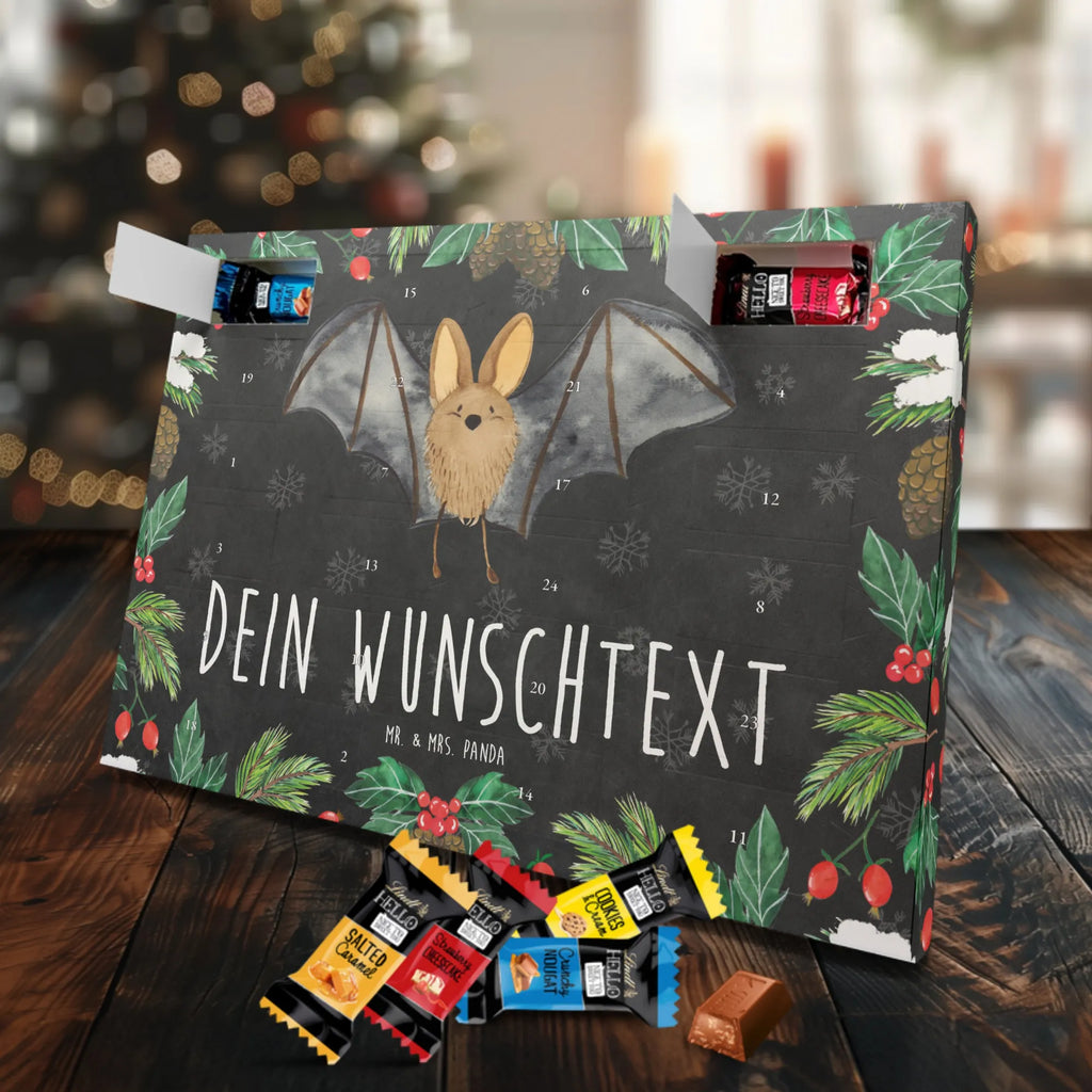 Personalisierter Markenschokolade Adventskalender Fledermaus Flügel Personalisierter Adventskalender, Tiermotive, Gute Laune, lustige Sprüche, Tiere